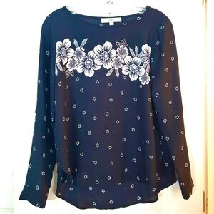 Ann Taylor LOFT Petites Navy Blouse